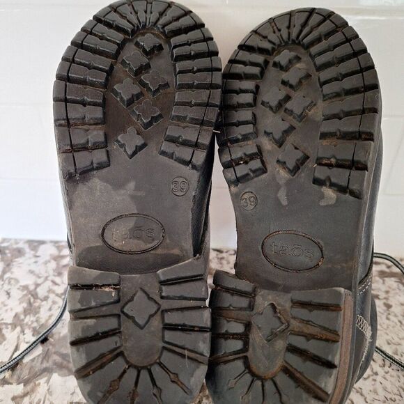 Taos lace up black leather‎ moto boots size 39 black - Picture 9 of 9